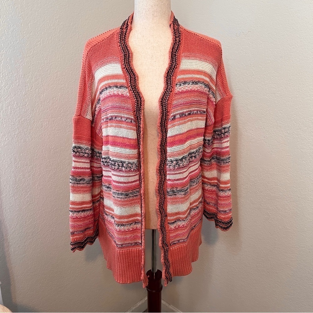Soft Surroundings Women's Cardigan Sweater Colorful Size L Boho Peach
